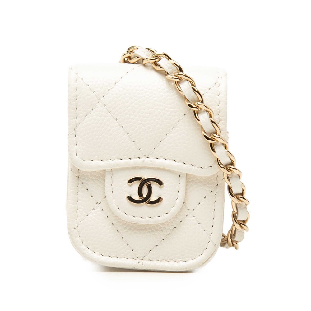 Pre-Loved Chanel CC Quilted Caviar AirPods Case